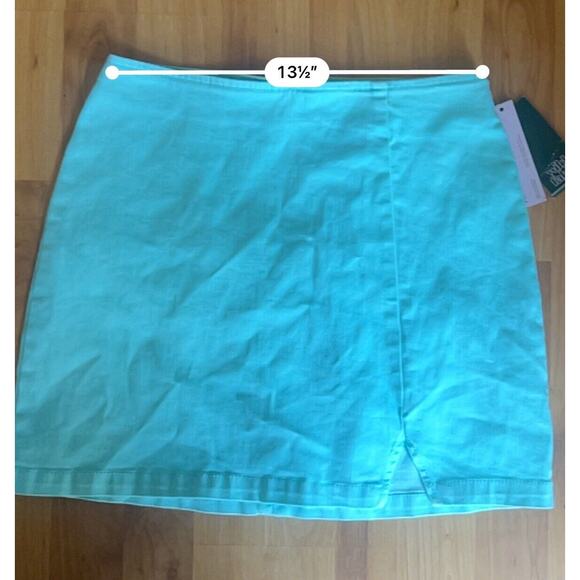 Wild Fable Notch Front Seamed Denim Mini Skirt Light Aqua Blue Women’s 6 NWT - Picture 4 of 5